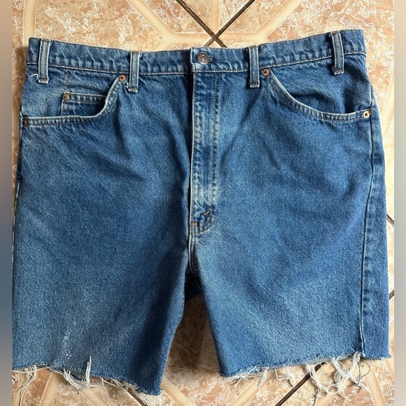 Levi's Blue Jean Shorts with Frayed Hem - Picture 1 of 12